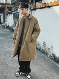 Ouzey Spring Autumn Oversized Long Thickened Warm Khaki Balmacaan Trench Coat Men Single Breasted Chic Unisex Clothes 2025