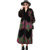 Ouzey Spring Winter Colorful Long Fluffy Patchwork Faux Fur Coat Women with Deep V Neck  Luxury Designer Emo Clothes 2025