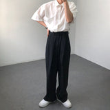 Ouzey Men's Straight Belt Wide Leg Pants