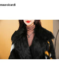 Ouzey Winter Long Colorful Shaggy Hairy Thick Warm Faux Fur Coat Women Sashes Elegant Multicolored Luxury Furry Overcoat