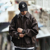 Ouzey Spring Autumn Cool Handsome Oversized Black Pu Leather Jacket Men Zipper Long Sleeve Luxury Designer Clothes 2025