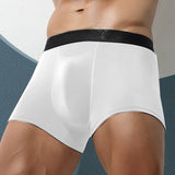 Ouzey Men's  Boxers Shorts Underwear Breathable Scrotum Support Bag Function Cellulose Fiber U Convex Separated Panties