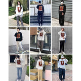 Ouzey Autumn and winter round neck sweatshirt men's autumn trendy ins loose American trendy brand couple style new trendy top autumn