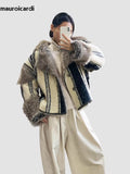 Ouzey Winter Short Oversized Thickened Warm Colorful Fluffy Faux Sheepskin Fur Jacket Women Luxury Designer Unisex Clothes