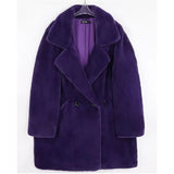 Ouzey Spring Winter Oversized Purple Warm White Faux Fur Coat Women Double Breasted Loose Casual Soft Fluffy Jacket 2025