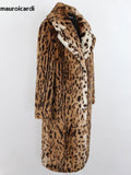 Ouzey Winter Long Thick Warm Fluffy Colorful Multicolored Leopard Print Faux Fur Coat Women Luxury Furry Overcoat 2025