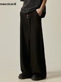 Ouzey Spring Autumn Long Loose Casual Black Baggy Wide Leg Pants Men with Colorful Buttons Luxury Designer Emo Clothing