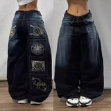 Ouzey 2024 The New American Retro Washed Wide-leg Jeans Female Y2K Hip-hop Street Jeans with A Drooping Waist in The Spring and Autumn