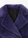 Ouzey Nerazzurri Autumn Winter Extra Long Purple Thick Warm Faux Rex Rabbit Fur Coat Women Floor Length Luxury Elegant Fluffy Overcoat