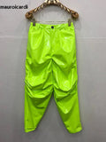 Ouzey Spring Colored Loose Shiny Reflective Patent Faux Leather Harem Pants Men Luxury Designer Y2K Clothes Trousers 2025