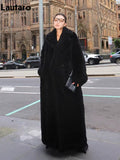 Ouzey Winter Extra Long Oversized Warm Thick Black Soft Fluffy Hairy Faux Fur Coat Women Loose Casual Furry Overcoat 2025