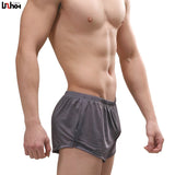 Ouzey Men Underwear Ice Silk Boxer Shorts Cueca Solid Transparent Arrow Pants Breathable Mid-Rise U Convex Pouch Underpants M-XXL