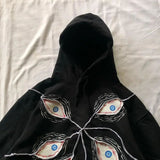 Ouzey American autumn and winter new style printed eye of darkness embroidered loose and versatile hooded Y2K gothic trendy sweatshirt