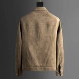 Ouzey 2024 New Spring Autumn Chamois Leather Velvet Lapel Men's Jacket Korean Style Casual Versatile Trendy Loose Fit Top