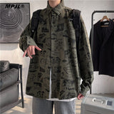 Ouzey Autumn men's coats, long-sleeved shirts, men's all-match trendy national fashion couple shirts, Hong Kong style loose jackets