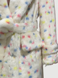 Ouzey Winter Long Thick Warm Colorful Multicolored Fluffy Faux Fur Coat Women with Back Slit Luxury Furry Overcoat 2025