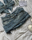 Ouzey Y2K Light Blue Two Piece Sets Womens Outfits Gothic Vintage Denim Skirt Tops Sets Harajuku Sexy Slim Halter Tops Mini Hip Skirt