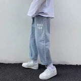 Ouzey dandys world Letter Print Baggy Jeans Women  High Street Vintage Hip Hop High Waisted Jeans Woman Casual Straight Wide Leg Women Jeans