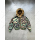 Ouzey 2025 High Street Trendy Y2K Streetwear Jacket Harajuku Retro Camouflage Fur Collar Casual Zipper Hoodie Men Oversized Sweatshirt