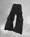 Ouzey 90s Streetwear 2024 New Gothic Retro Jeans for Men Wide Leg Straight Black Y2k Baggy Jeans Harajuku Hip Hop High Waist Denim Pants Streetwear