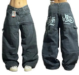 Ouzey 2024 The New American Retro Washed Wide-leg Jeans Female Y2K Hip-hop Street Jeans with A Drooping Waist in The Spring and Autumn