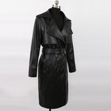 Ouzey Spring Long Matte Black Crocodile Print Pu Leather Trench Coat for Women with Belt Loose Casual Korean Fashion 2025