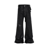 Ouzey Coated Brush Glue Micro-horn Jeans Men Streetwear Men Flare Pants Y2k Hombre