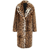 Ouzey Winter Long Thick Warm Fluffy Colorful Multicolored Leopard Print Faux Fur Coat Women Luxury Furry Overcoat 2025