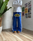 Ouzey Hip-hop Harajuku Retro Trendy Oversized Striped Sweatpants Men Punk Style Letter Baggy Straight Casual Pants Y2K Streetwear