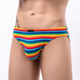 Ouzey Fashion Men Rainbow Striped Briefs U Convex Pouch Panties Man Colorful Underwear Male  Underpants Low Rise Knickers