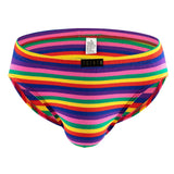 Ouzey Fashion Men Rainbow Striped Briefs U Convex Pouch Panties Man Colorful Underwear Male  Underpants Low Rise Knickers