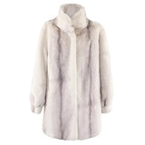 Ouzey Spring Winter Colorful Thick Warm Gradient Fluffy Faux Fur Coat Women Stand Collar Elegant Luxury Designer Clothes