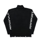 Ouzey 2024 Autumn/winter New Vtm Irregular Destruction Double Sleeve Venetian Texture Letter Logo Men Women Polo/turtle Neck Sweater