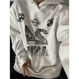 Ouzey European and American casual printed sweatshirts for men and women, trendy and handsome autumn and winter hooded sweatshirts