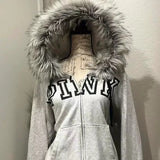 Ouzey dandys world Retro Classic Cotton Plush Zipper Hoodies Women New Fashion Harajuku Winter Y2K Sweatshirt Oversized Versatile Fur Collar Hoodie