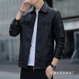 Ouzey 2024 Autumn New Trendy Casual Jacket Men's Leather Clothing Plus Size Lapel Jacket Versatile Fashion For Casual Scenes