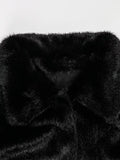 Ouzey Autumn Winter Long Black Fitted Thick Warm Soft Faux Mink Fur Coat Women Turn-down Collar Fluffy Furry Overcoat 2025