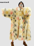 Ouzey Winter Long Oversized Colorful Shaggy Hairy Thick Warm Faux Mongolian Fur Coat Women Loose Casual Fluffy Korean Fashion 2025