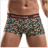 Ouzey 2024 Personality trend boxers, modal print boxers, men's underwear, breathable and comfortable mid-waist pants