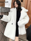 Ouzey Spring Winter Oversized Purple Warm White Faux Fur Coat Women Double Breasted Loose Casual Soft Fluffy Jacket 2025