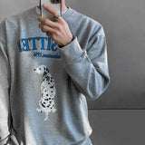 Ouzey Sweatshirt men's spring and autumn round neck puppy print loose pullover Korean style trendy long-sleeved coat men clothing y2k