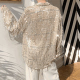 Ouzey Fringed Sequined Mesh Shirt