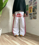 Ouzey Hip-hop Harajuku Retro Trendy Oversized Striped Sweatpants Men Punk Style Letter Baggy Straight Casual Pants Y2K Streetwear