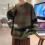 Ouzey 2024 New Vintage Winter Angora Sweater For Men Trendy Niche Knit Jacket Crew Neck Style American Feel Free Time Fashion