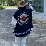 Ouzey dandys world American retro letter embroidery flocking Y2K street hip-hop baseball uniform jacket female 2025 new college style couple outfit