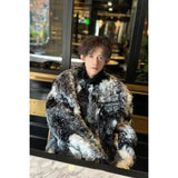 Ouzey Winter New Unique Tie-Dye Color Blocking Lamb Wool Velvet Jacket Men Fashionable Trendy Loose Fit Weed Style Warm Jacket