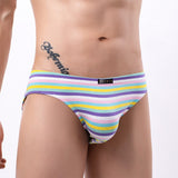 Ouzey Fashion Men Rainbow Striped Briefs U Convex Pouch Panties Man Colorful Underwear Male  Underpants Low Rise Knickers