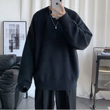 Ouzey Winter solid color round neck sweater for men, handsome Korean style loose men's sweater, trendy student bottoming shirt, thick