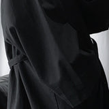 Ouzey Autumn Long Black Oversized Trench Coat Men Long Sleeve Loose Dark Academia Aesthetic Fashion without Buttons 2025