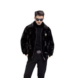 Ouzey 2024 New Men's Overcoat Jacket Faux Fur Jacket Haining Leather Loose Fit Winter Style Coat Ruffed Fur